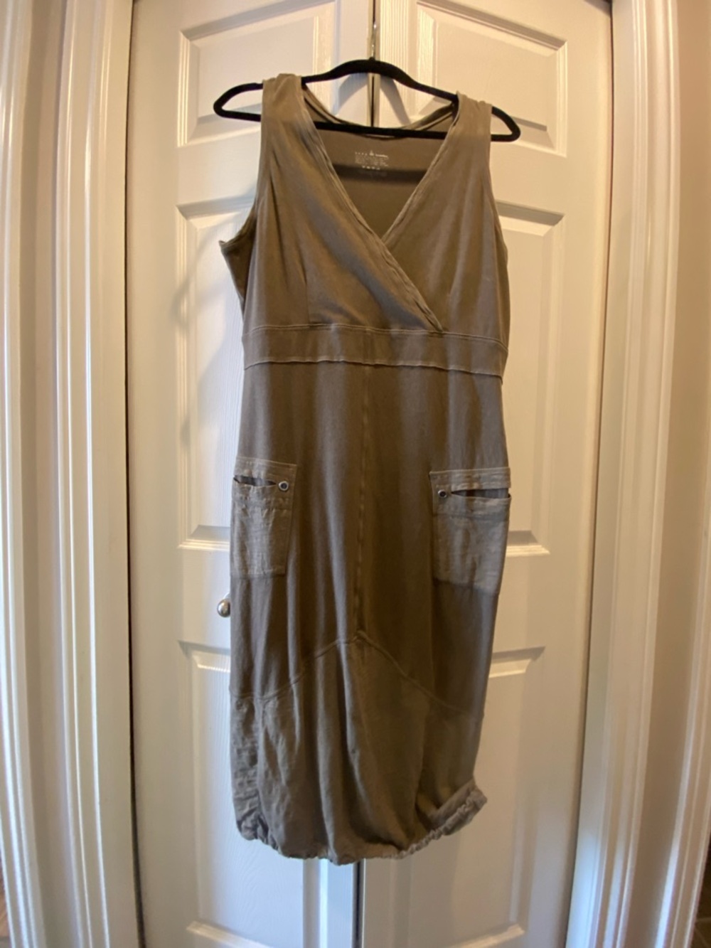 Neon Buddha Olive Wrap-Front Casual Dress